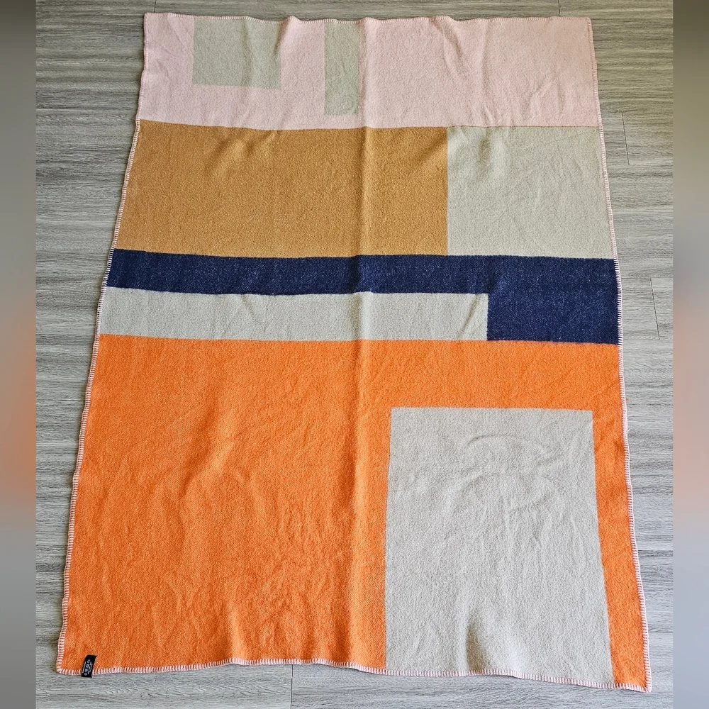 Bauhaused 2 Wool Blanket - Orange, Pink & Blue